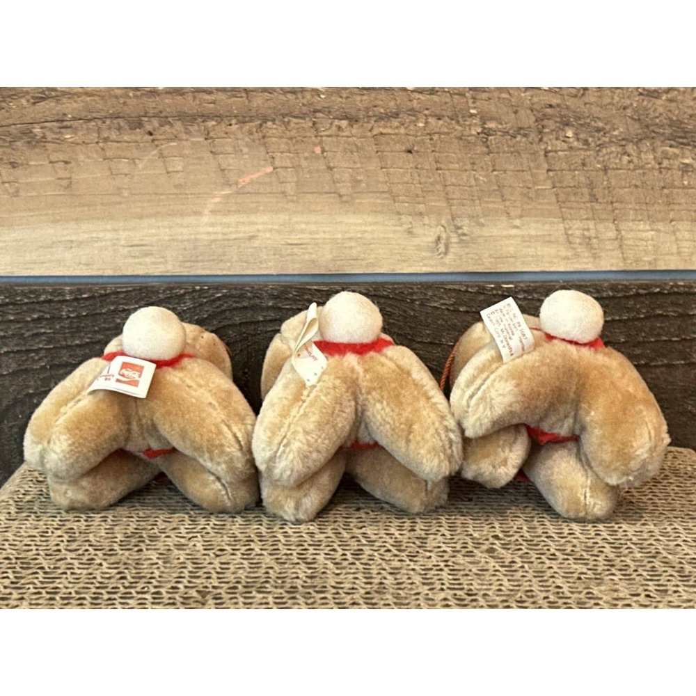 Vintage 1985 McDonalds Coca Cola Plush Reindeer Christmas Tree Ornament Lot Of 3 - Picture 6 of 8